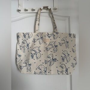 Brand New Sezane JCC collab Tote with Navy Bird Print